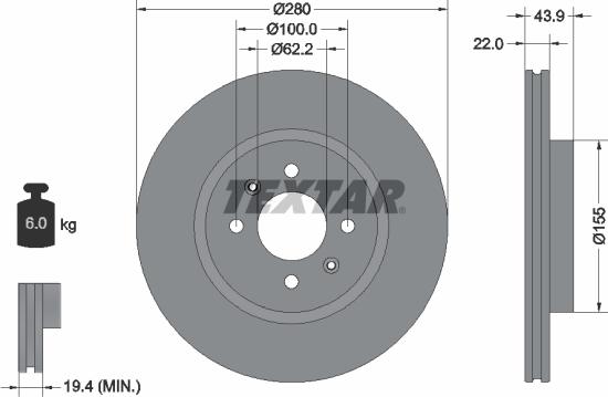 Textar 92239303 - Brake Disc autospares.lv