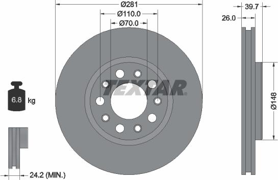 Textar 92230103 - Brake Disc autospares.lv