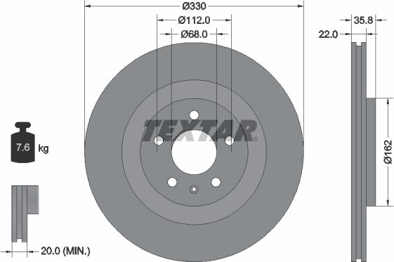 Textar 92238305 - Brake Disc autospares.lv