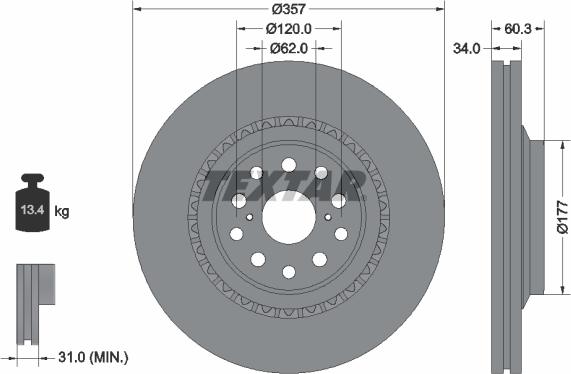 Textar 92224303 - Brake Disc autospares.lv