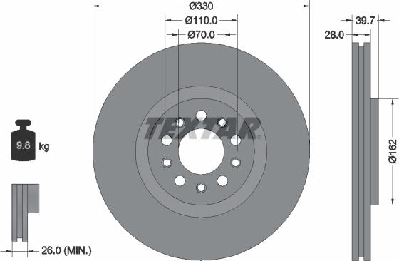 Textar 92220900 - Brake Disc autospares.lv