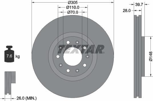 Textar 92220803 - Brake Disc autospares.lv