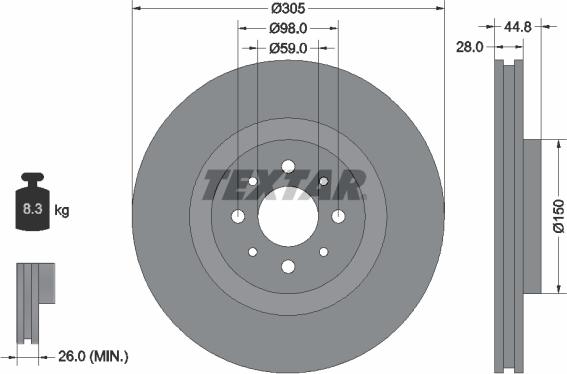 Textar 92228503 - Brake Disc autospares.lv