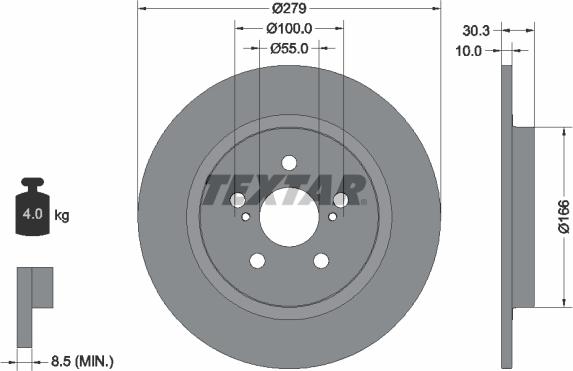 Textar 92228303 - Brake Disc autospares.lv