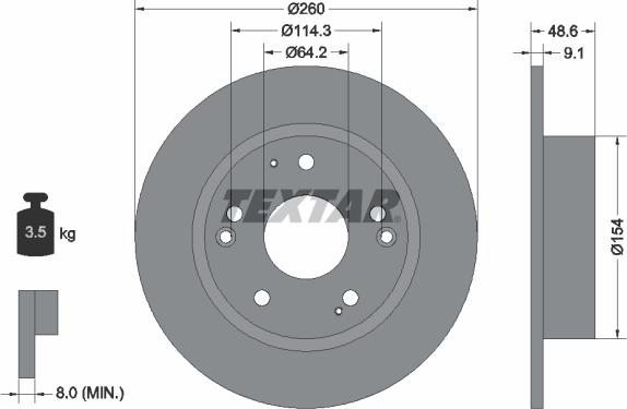 Textar 92227603 - Brake Disc autospares.lv