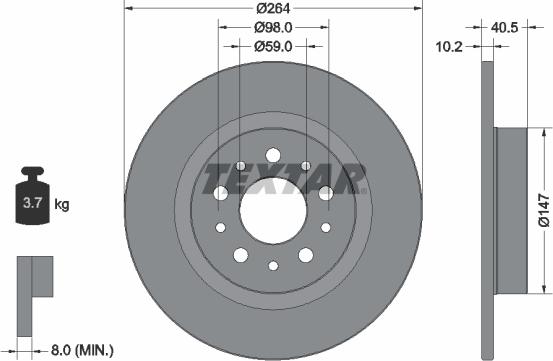 Textar 92271703 - Brake Disc autospares.lv