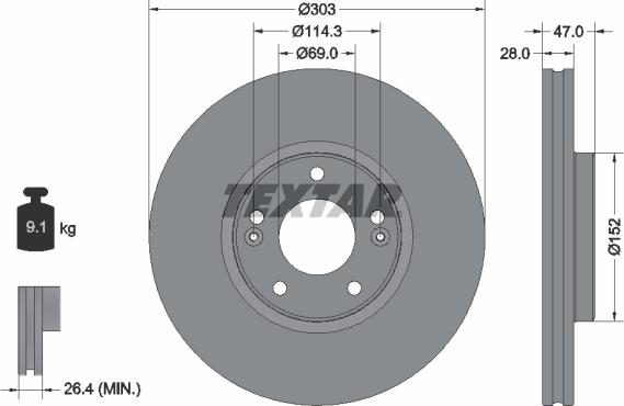 Textar 92273303 - Brake Disc autospares.lv