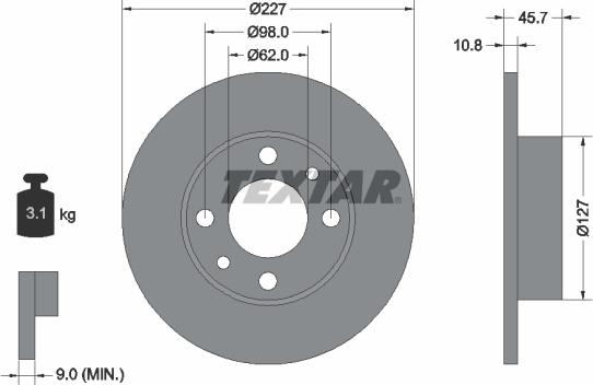 Textar 89009600 - Brake Set, disc brakes autospares.lv