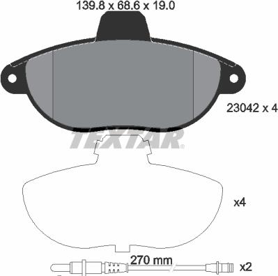 Textar 89004700 - Brake Set, disc brakes autospares.lv