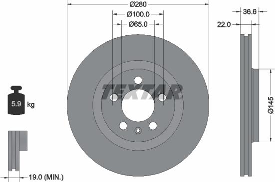 Textar 92082305 - Brake Disc autospares.lv