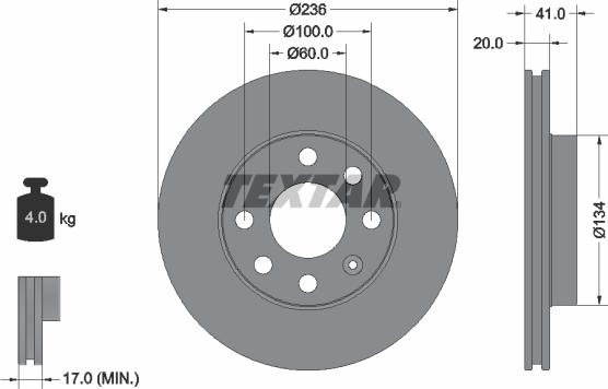 Textar 92029600 - Brake Disc autospares.lv