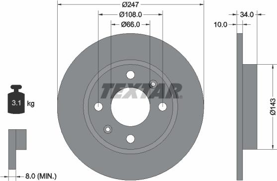 Textar 92029803 - Brake Disc autospares.lv