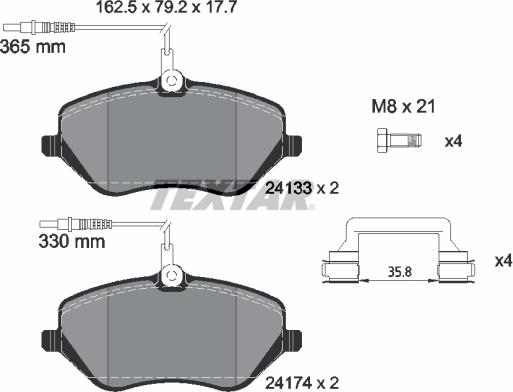 Textar 89008600 - Brake Set, disc brakes autospares.lv