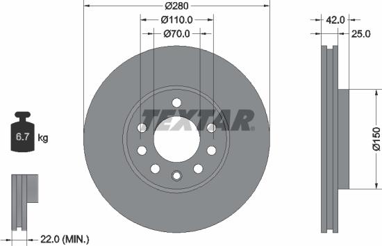 Textar 92091900 - Brake Disc autospares.lv