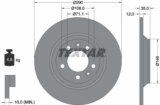 Textar 92129600 - Brake Disc autospares.lv