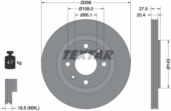Textar 92048103 - Brake Disc autospares.lv