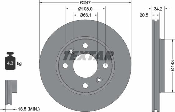 Textar 92043103 - Brake Disc autospares.lv
