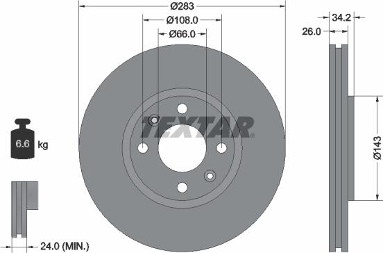 Textar 92111603 - Brake Disc autospares.lv