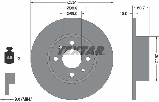 Textar 92034203 - Brake Disc autospares.lv