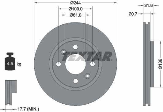 Textar 92049500 - Brake Disc autospares.lv