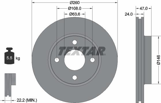 Textar 92063503 - Brake Disc autospares.lv