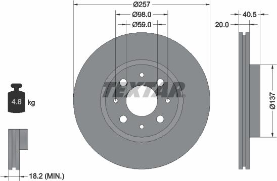 Textar 92068500 - Brake Disc autospares.lv