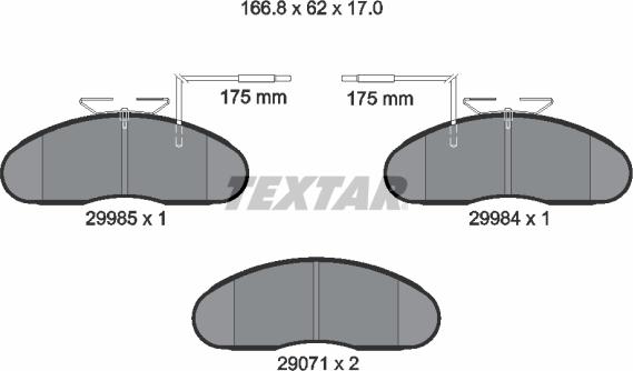 Textar 2998501 - Brake Pad Set, disc brake autospares.lv