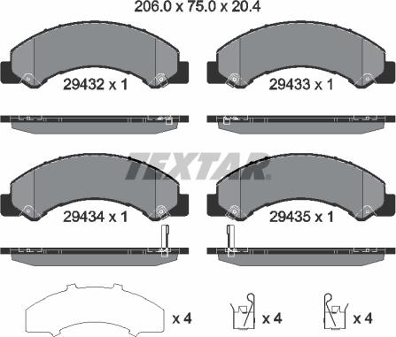 Textar 2943201 - Brake Pad Set, disc brake autospares.lv