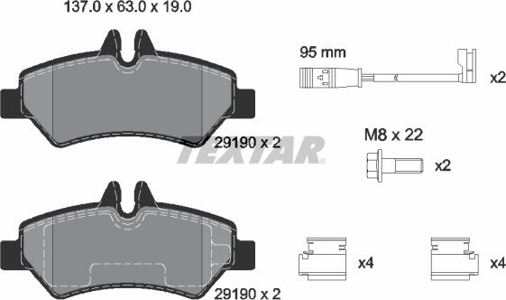 Textar 2919001 - Brake Pad Set, disc brake autospares.lv