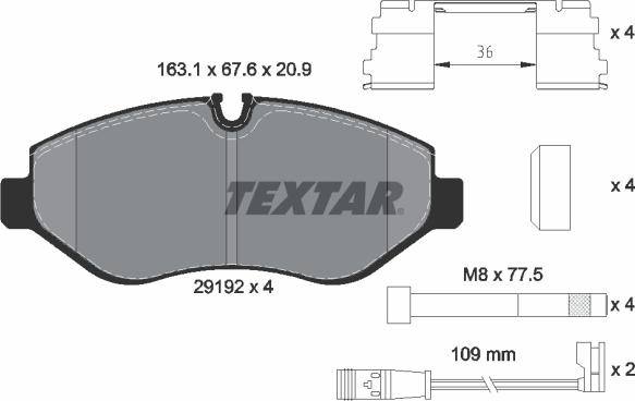 Textar 2919202 - Brake Pad Set, disc brake autospares.lv