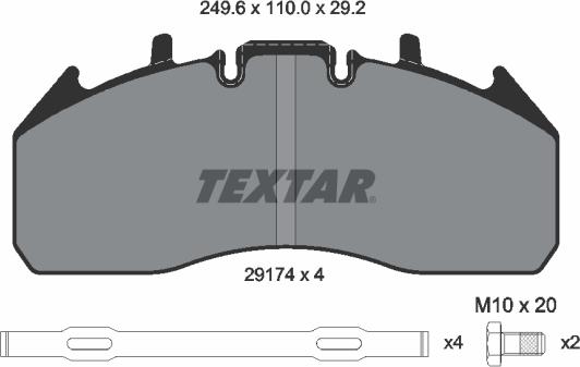 Textar 2917402 - Brake Pad Set, disc brake autospares.lv