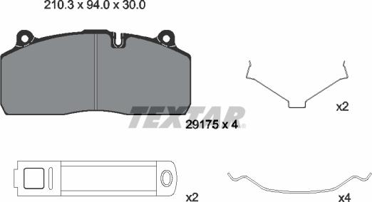 Textar 2917501 - Brake Pad Set, disc brake autospares.lv