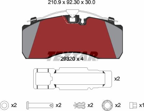 Textar 2932001 - Brake Pad Set, disc brake autospares.lv