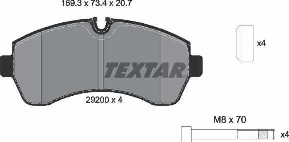 Textar 2920001 - Brake Pad Set, disc brake autospares.lv