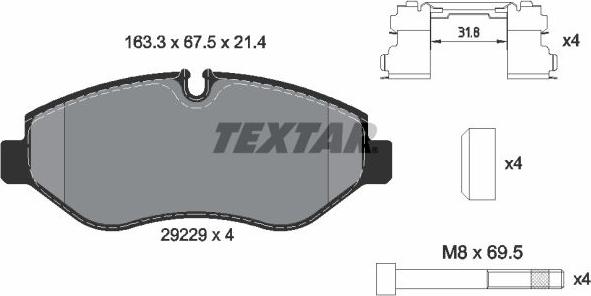 Textar 2922901 - Brake Pad Set, disc brake autospares.lv