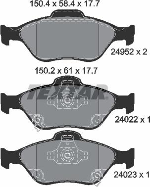Textar 2495201 - Brake Pad Set, disc brake autospares.lv