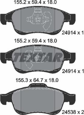 Textar 2491401 - Brake Pad Set, disc brake autospares.lv