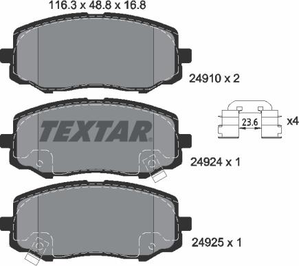 Textar 2491001 - Brake Pad Set, disc brake autospares.lv