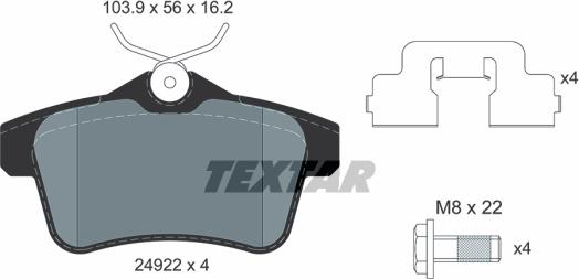 Textar 2492204 - Brake Pad Set, disc brake autospares.lv