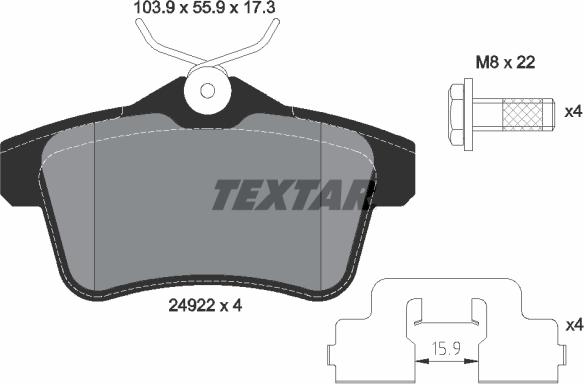 Textar 2492201 - Brake Pad Set, disc brake autospares.lv