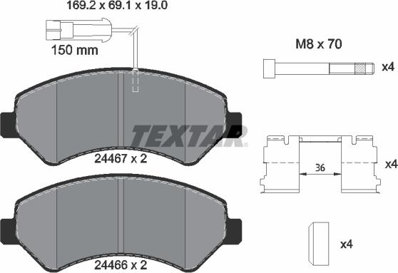 Textar 2446701 - Brake Pad Set, disc brake autospares.lv