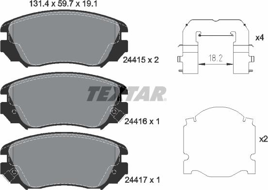 Textar 2441501 - Brake Pad Set, disc brake autospares.lv