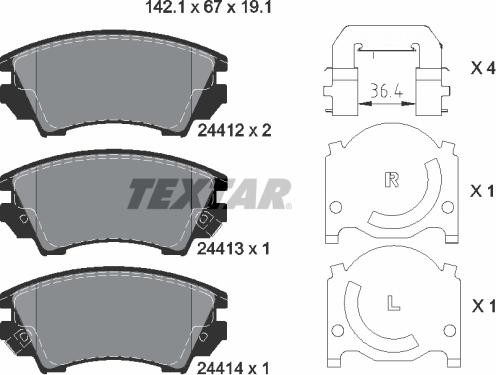 Textar 2441201 - Brake Pad Set, disc brake autospares.lv