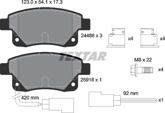 Textar 2448601 - Brake Pad Set, disc brake autospares.lv