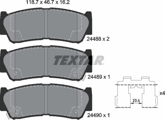 Textar 24 48 801 - Brake Pad Set, disc brake autospares.lv