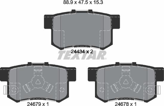 Textar 2443402 - Brake Pad Set, disc brake autospares.lv