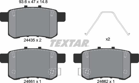 Textar 2443501 - Brake Pad Set, disc brake autospares.lv