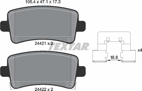 Textar 2442101 - Brake Pad Set, disc brake autospares.lv