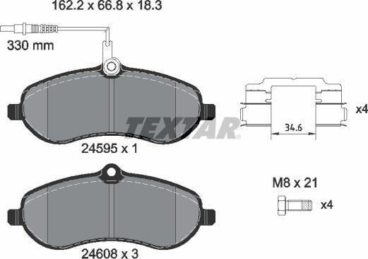 Textar 2459501 - Brake Pad Set, disc brake autospares.lv