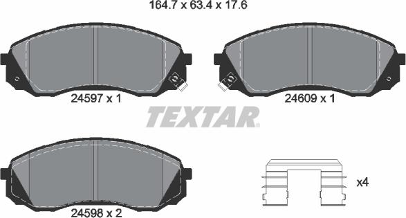 Textar 2459701 - Brake Pad Set, disc brake autospares.lv